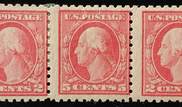 U.S.A. #467 Mint 5c Misplaced Cliche error in 3c Strip