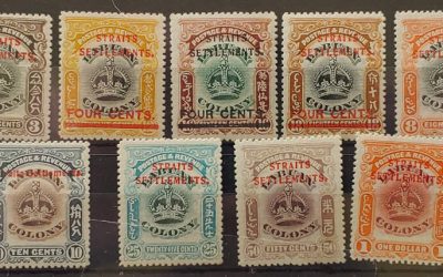 Straits Settlements #136-144 F/VF Mint 1907 Overprints (9)