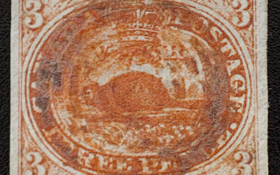 Canada #1 VF Used 1851 3d Beaver, Laid Paper
