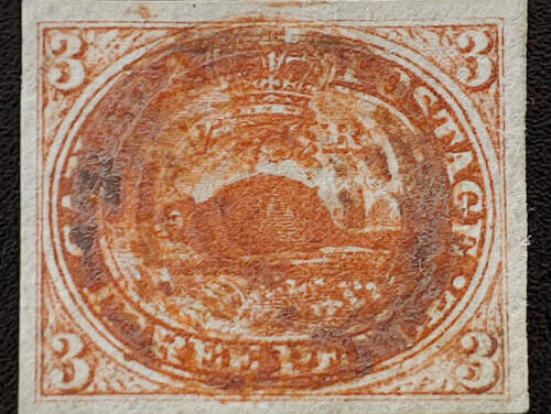Canada #1 VF Used 1851 3d Beaver, Laid Paper