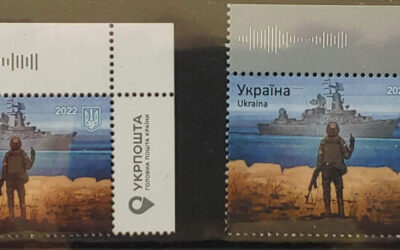 Ukraine VFNH 2022 Russian Warship stamp duo