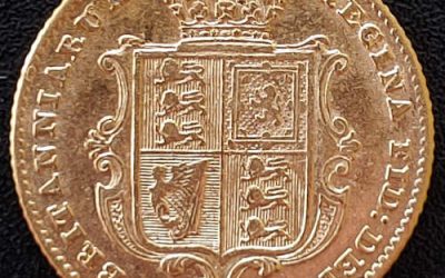 G.B./Colonial Canada XF 1853 Shield Type Gold Half Sovereign .1177oz