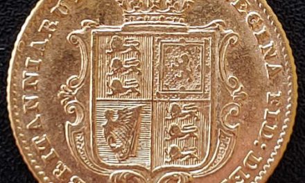 G.B./Colonial Canada XF 1853 Shield Type Gold Half Sovereign .1177oz