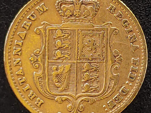 G.B./Colonial Canada VF 1858 QV Shield Type Gold Half Sovereign