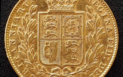 G.B./Colonial Canada XF 1845 QV Shield Gold Sovereign