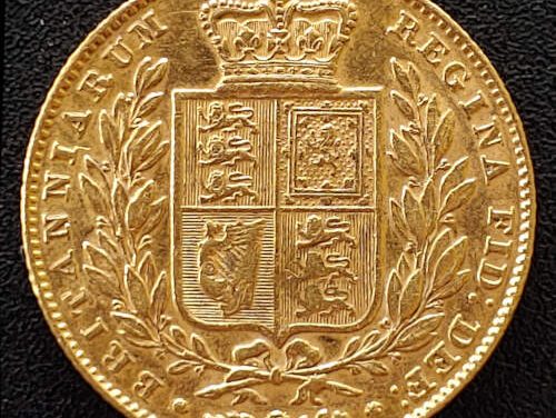 G.B./Colonial Canada XF 1845 QV Shield Gold Sovereign
