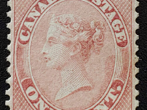 Canada #14 VF Unused 1859/64 1c Rose