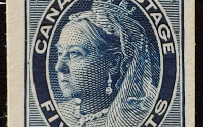 Canada #70P abt VF 1897 5c QV Leaf Plate Proof, 300 printed
