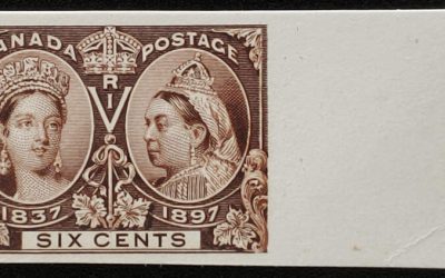 Canada #55P VF 1897 6c Jubilee rt margin Plate Proof