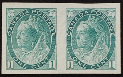 Canada #75vi VF Unused 1898 1c Imperforate Pair