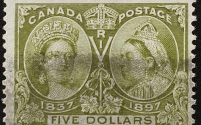 Canada #65 Fine smudge Used 1897 $5 Jubilee