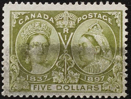 Canada #65 Fine smudge Used 1897 $5 Jubilee