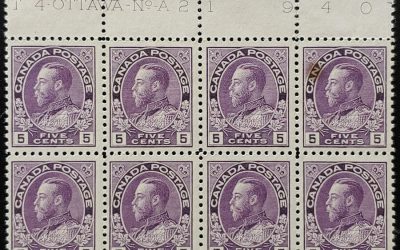 Canada #112 Fine+ Never Hinged 1922 5c Admiral Imprint Blk (8)
