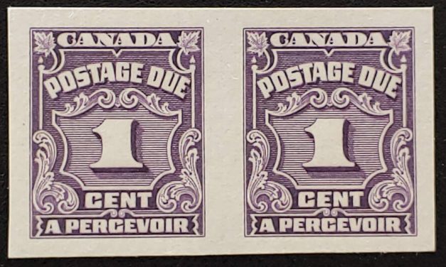 Canada #J15a VFNH 1935 1c Postage Due Imperforate Pair