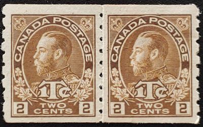 Canada #MR7aii F/VF Mint HR 1916 War Tax Paste-up Pair