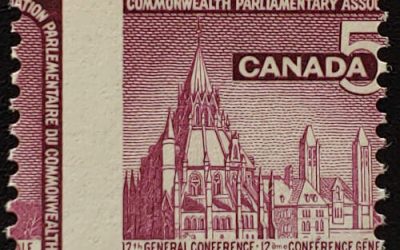 Canada #450 Never Hinged 1966 5c Parliamentary Library Misperf