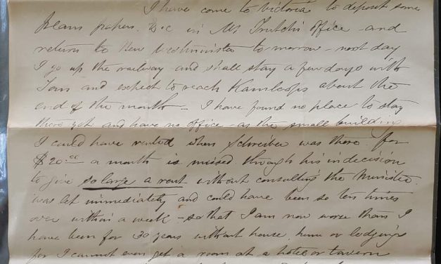 C.P.R. Engineer’s Office Victoria, B.C. 21 Nov 1884 Marcus Smith letter