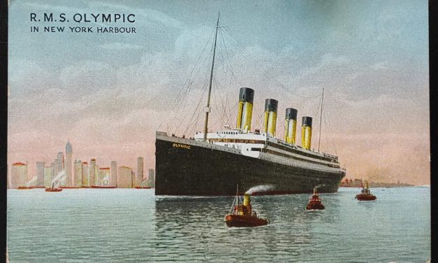 G.B. #160 1914 Transatlantic P.O. 1d RMS Olympic colour Postcard