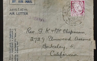 Ireland 28 Dec 1946 6d No Service Airletter to U.S. w/ contents