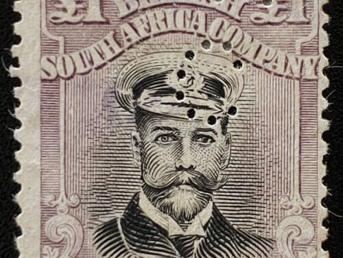 Rhodesia #138 Used 1913/23 George V Pound perfin