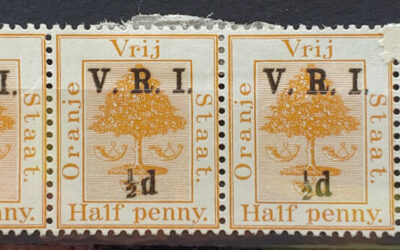 O.R.C. #44h Mint HR 1900 1/2d on 1/2d Strip incl Doubling (3)