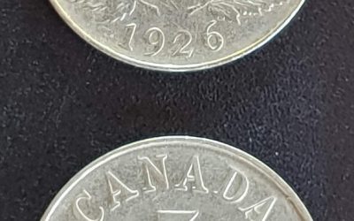 Canada Fine 1926 Near & Far 6 George V 5 Cents duo