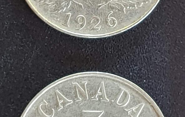 Canada Fine 1926 Near & Far 6 George V 5 Cents duo