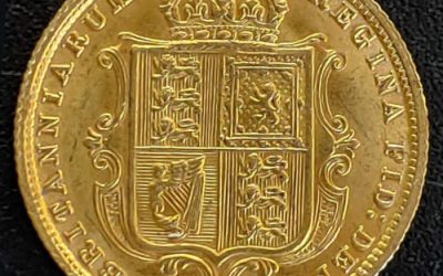 G.B. Unc 1887 Golden Jubilee Shield Half Sovereign .1177oz AGW