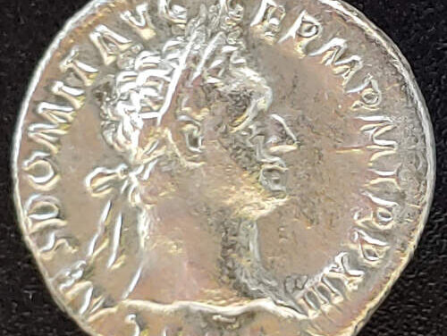Domitian 81-96 AD 2.94gm Silver Denarius w/ Minerva etc