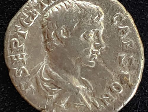 Geta 198-212 AD 2.31gm Silver Denarius w/ Minerva etc