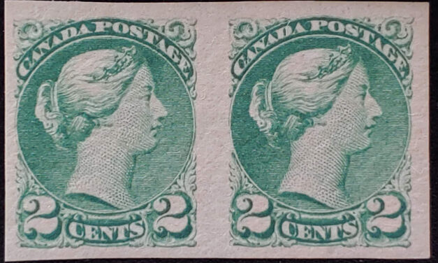 Canada #36iii VF Mint 2c Small Queen Imperforate Pair
