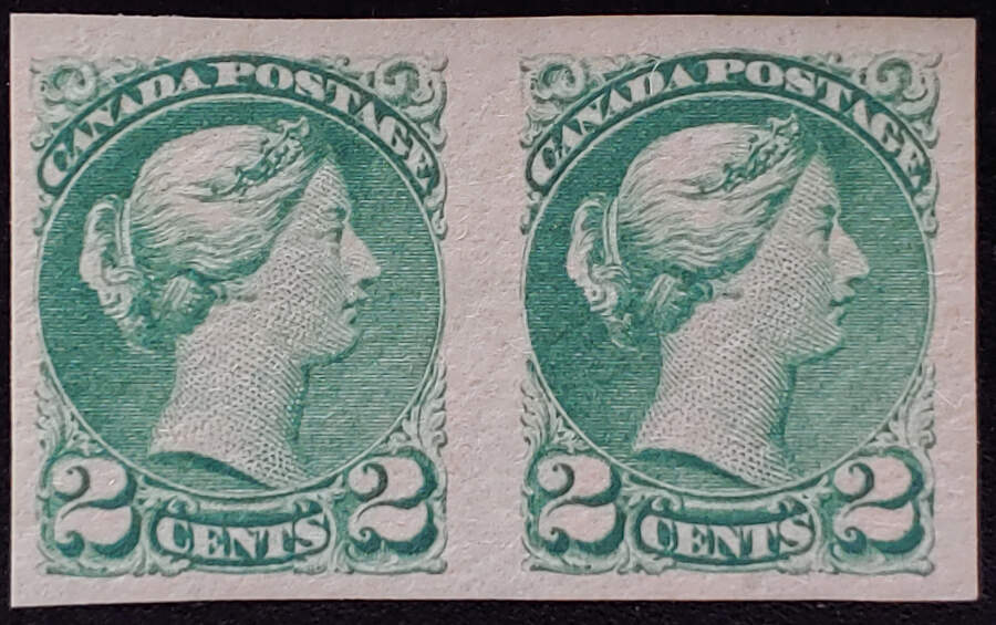 Canada #36iii VF Mint 2c Small Queen Imperforate Pair
