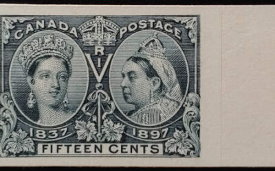 Canada #58P VF+ rt margin 1897 15c Jubilee Plate Proof