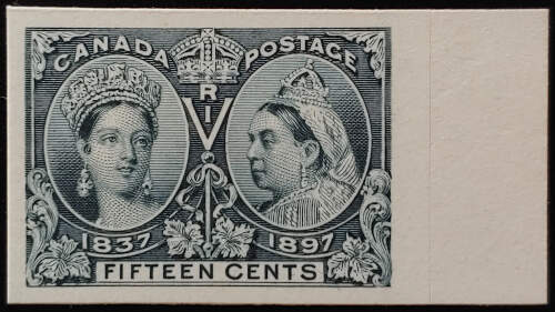 Canada #58P VF+ rt margin 1897 15c Jubilee Plate Proof