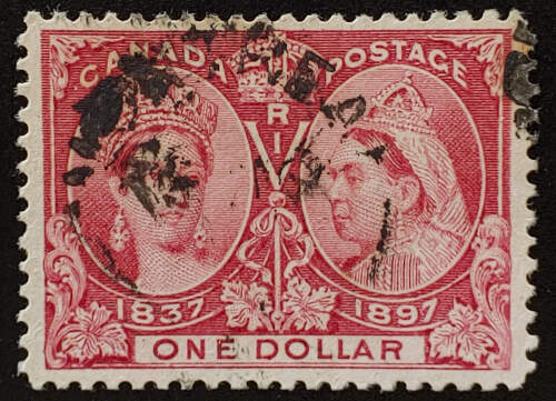 Canada #61 F/VF Used 1897 $1 Jubilee, pencil signed