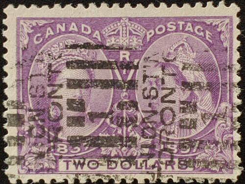 Canada #62 Fine Union Stn Toronto roller Used 1897 $2 Jubilee