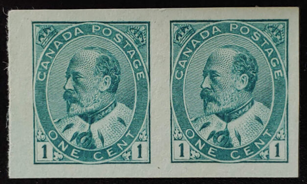 Canada #89a VF+ Unu 1903 1c Edward VII Imperforate Pair