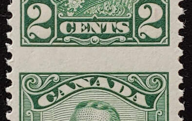 Canada #150e VFNH 2c George V Perf by Imperf Pair