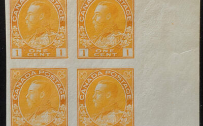 Canada #136 VF 3 Never Hinged 1924 1c Admiral Imperf Block