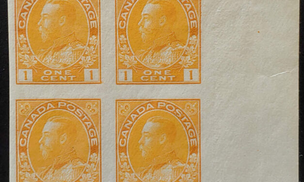 Canada #136 VF 3 Never Hinged 1924 1c Admiral Imperf Block