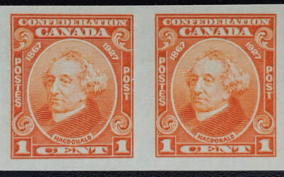 Canada #141a VFNH 1927 1c Macdonald Imperforate Pair