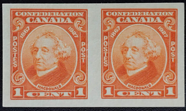 Canada #141a VFNH 1927 1c Macdonald Imperforate Pair