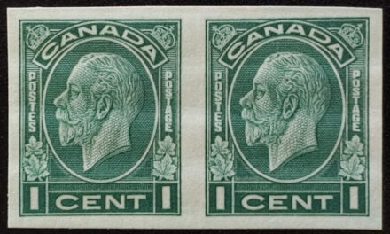 Canada #195c VF Mint HR 1932 1c George V Imperforate Pair