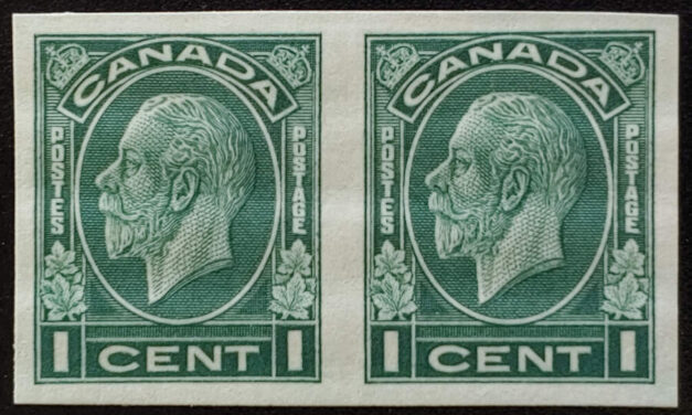 Canada #195c VF Mint HR 1932 1c George V Imperforate Pair