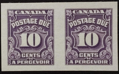 Canada #J20a VFNH 1935 10c Postage Due Imperforate Pair