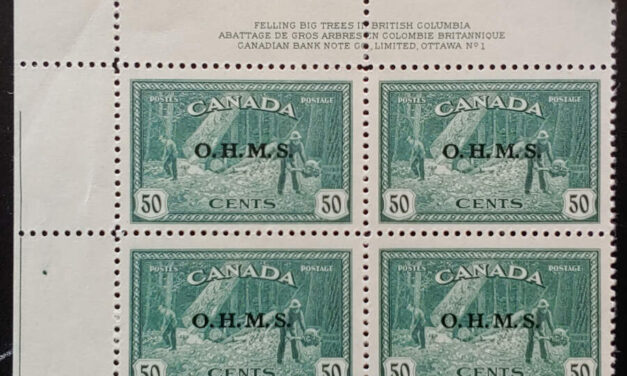 Canada #O9 F/VF Never Hinged UL 50c Official Plate Block