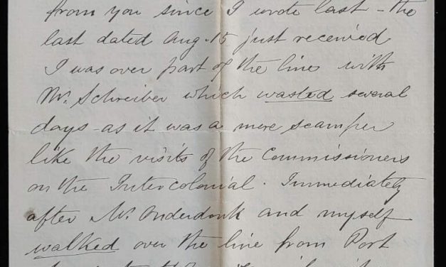 New Westminster, B.C. 31 Aug 1883 Marcus Smith letter to his wife