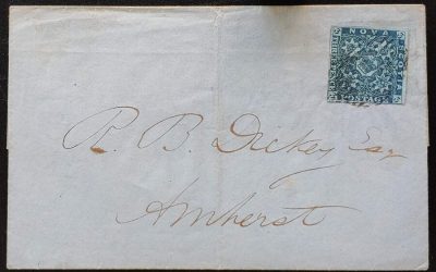 Nova Scotia #3 5 Mar 1856 3d Dark Blue Amherst FLS