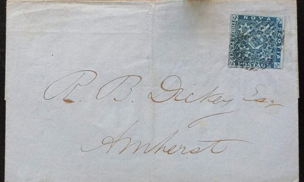 Nova Scotia #3 5 Mar 1856 3d Dark Blue Amherst FLS
