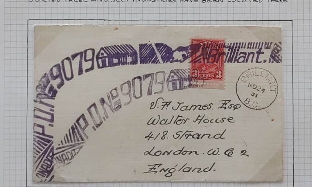 Brilliant, B.C. 21 Nov 1931 3c P.O.N. 9079 Roller Cover and piece (2)